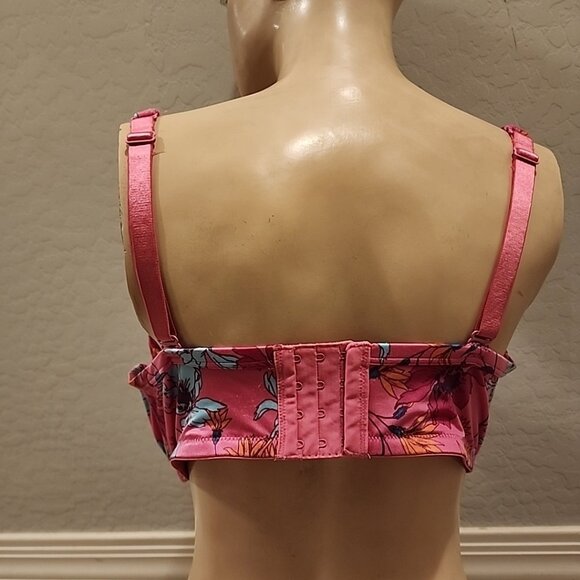 Cacique Bra 42DD Pink Floral Underwire Lined - Picture 2 of 4